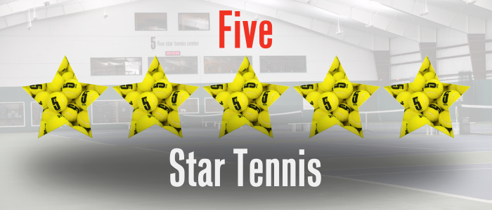 Five Star Tennis stars with courts on the background