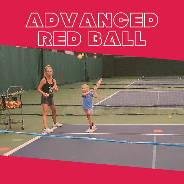 6 year old girl hitting a forehand